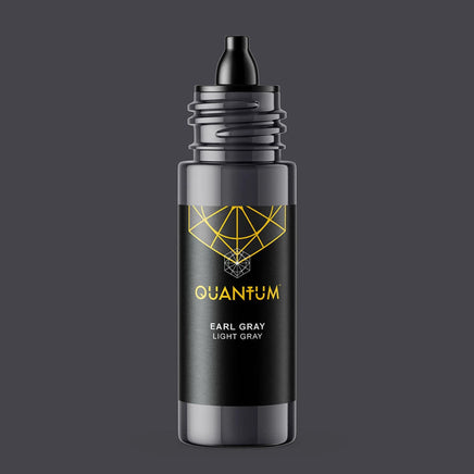 Quantum Tattoo Ink - Earl Gray a light gray  on a dark background