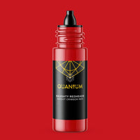Quantum tattoo Ink Naughty Redheads Crimson Red It is a bright crimson red tattoo ink with red, orange, and blue undertones. round bottle with Back dropper top.