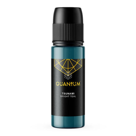 Bottle of Quantum Tsunami Bright Teal on a white background